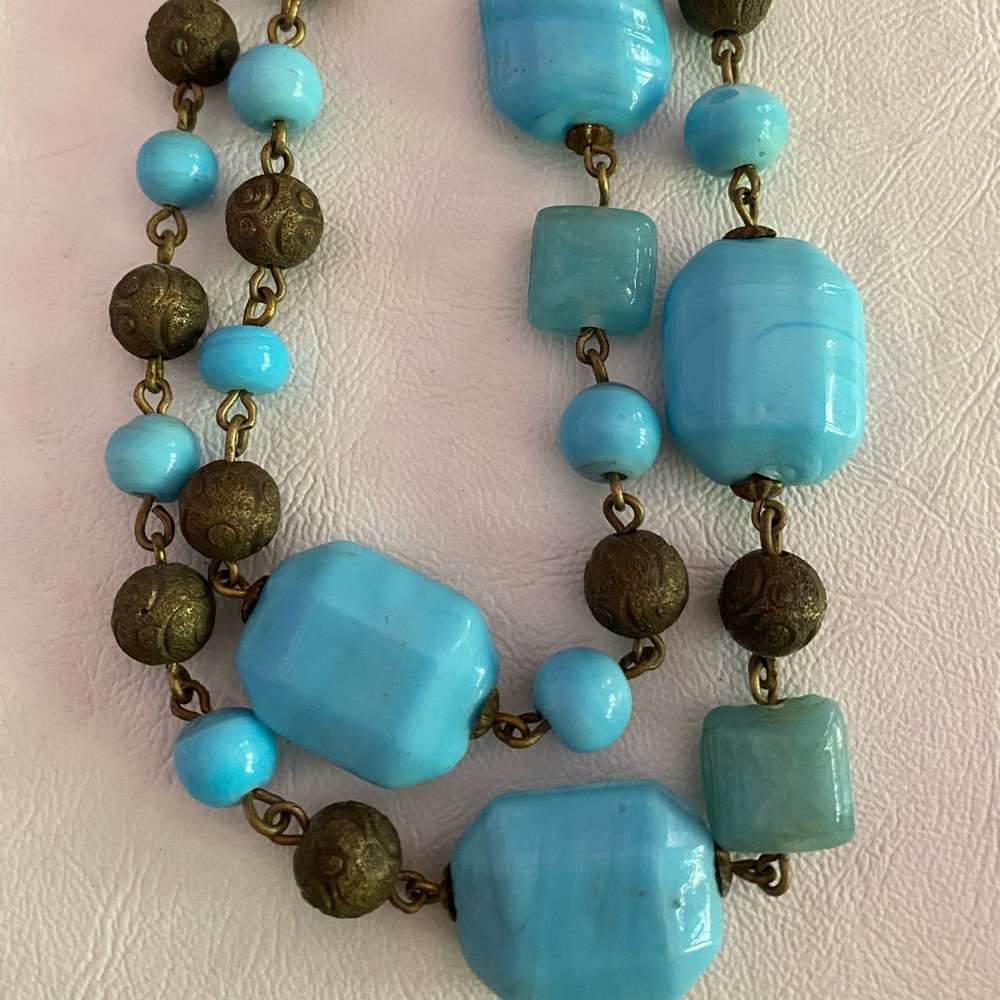 VINTAGE TURQUOISE 52” LONG STRAND NECKLACE
